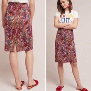 Anthro Maeve Floral Orchid Knit Pencil Skirt